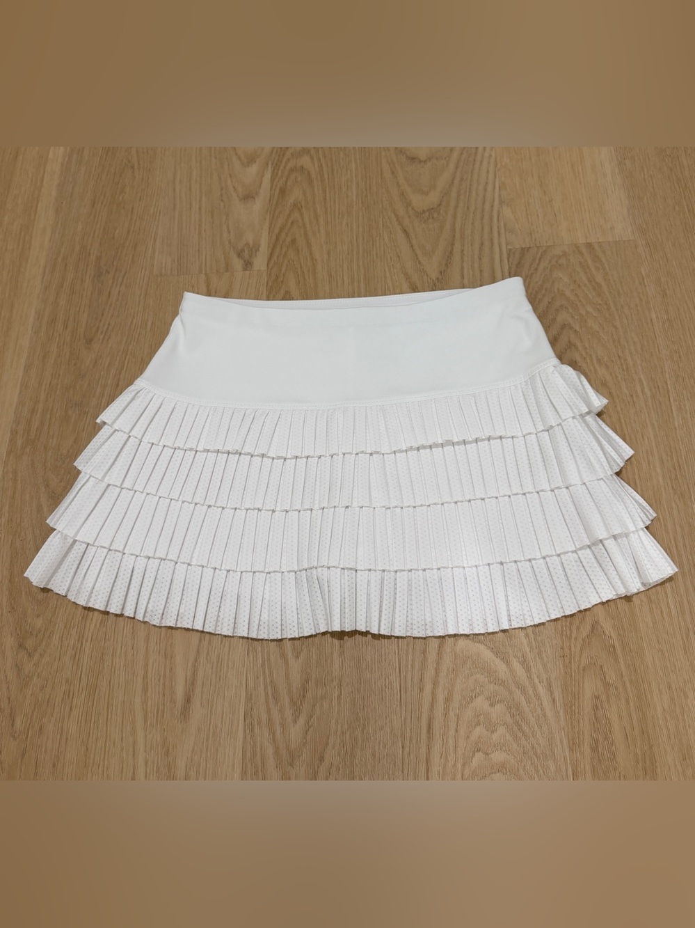 Lucky in Love White Tiered Pleated Mini Skort